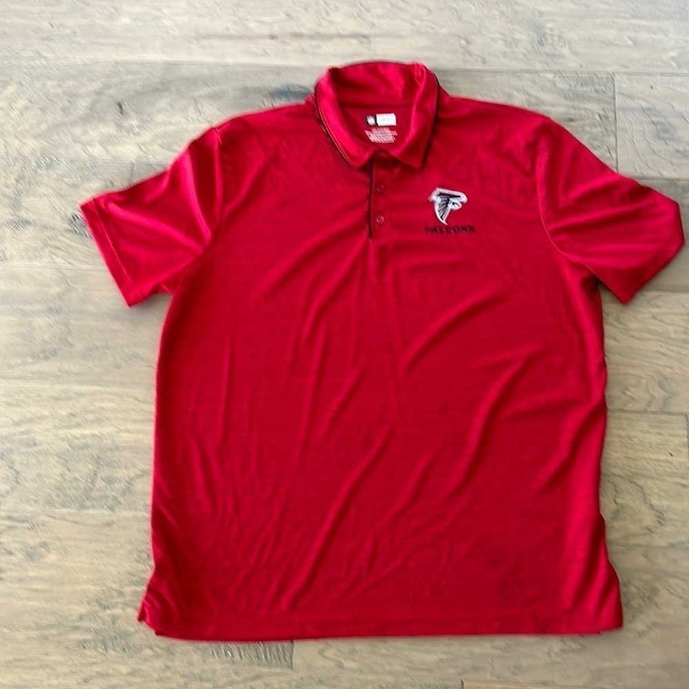 NFL, Atlanta Falcons red black polo collared  pullover casual shirt football